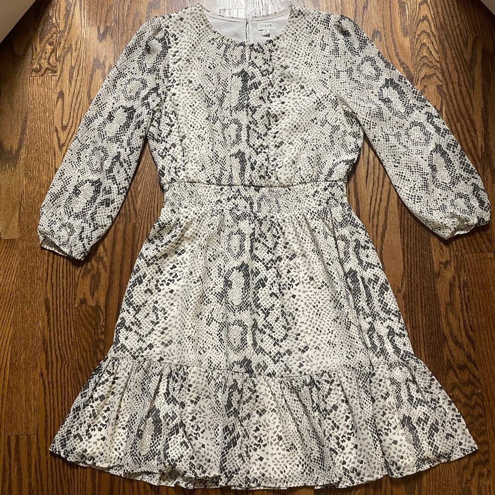 J. Crew Snakeskin Smocked Waist Dress